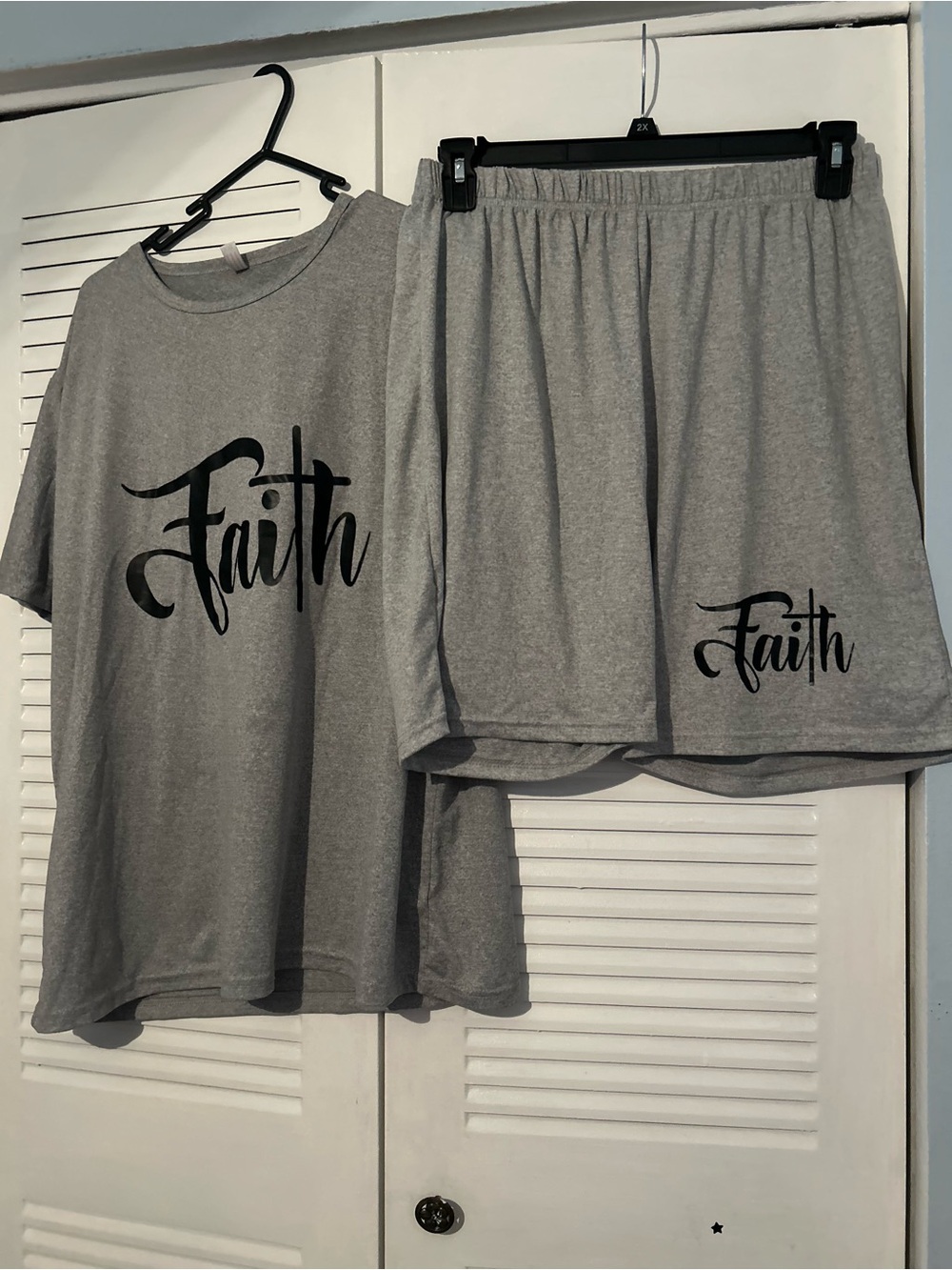 Gray 'Faith' Lounge Set - Tee & Shorts